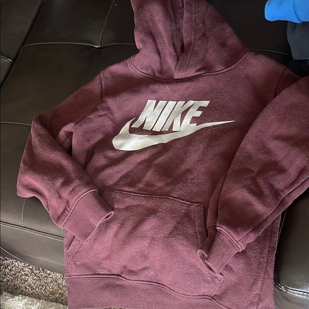 Nike Maroon Hoodie with Silver Logo